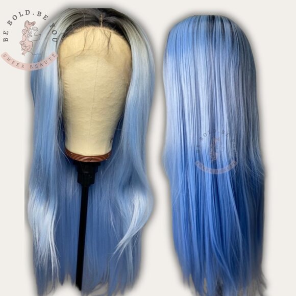 Ombre Ice Blue Lace Front Wigs - Picture 1 of 6
